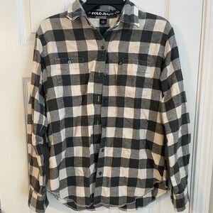Polo Jeans Co by Ralph Lauren Black and White Plaid Flannel Long Sleeve Buttonup